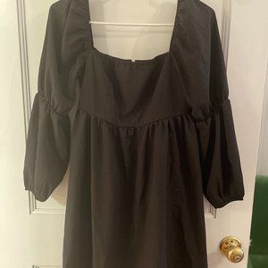 Black Baby Doll Square Neck Dress